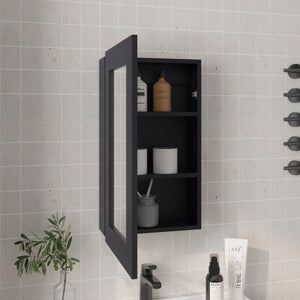 English Elm Medicine Compact Wall Cabinet with Mirror Door, Engineered Wood Storage, Durable, Space-Saving Design Black 31.1 L x 19.29 W x 3.54 H B097P250883