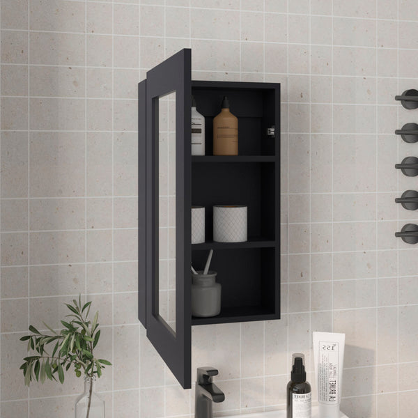 English Elm Medicine Compact Wall Cabinet with Mirror Door, Engineered Wood Storage, Durable, Space-Saving Design Black 31.1 L x 19.29 W x 3.54 H B097P250883