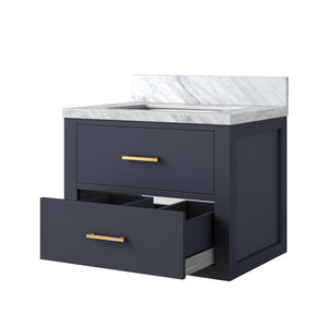 English Elm Blue Single Bath Vanity 24" W X 18" D - Stylish Acrylic Top, Soft-Close Doors, Fully Assembled! B2731P257907
