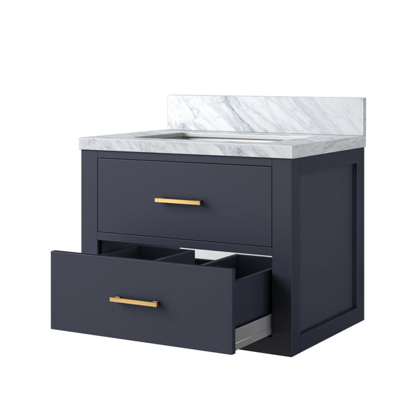 English Elm Blue Single Bath Vanity 24" W X 18" D - Stylish Acrylic Top, Soft-Close Doors, Fully Assembled! B2731P257907