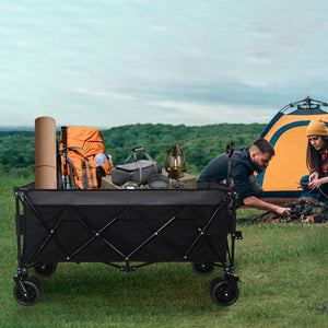 English Elm 51-inch Heavy Duty Folding Utility Wagon with All-terrain Wheels and 480lb Steel Frame W2932P289386