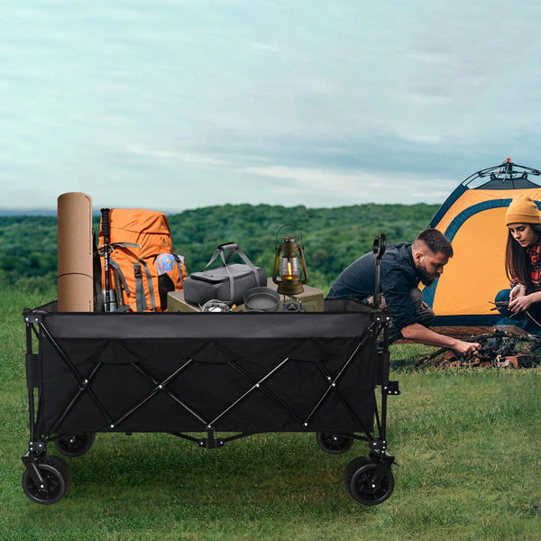 English Elm 51-inch Heavy Duty Folding Utility Wagon with All-terrain Wheels and 480lb Steel Frame W2932P289386