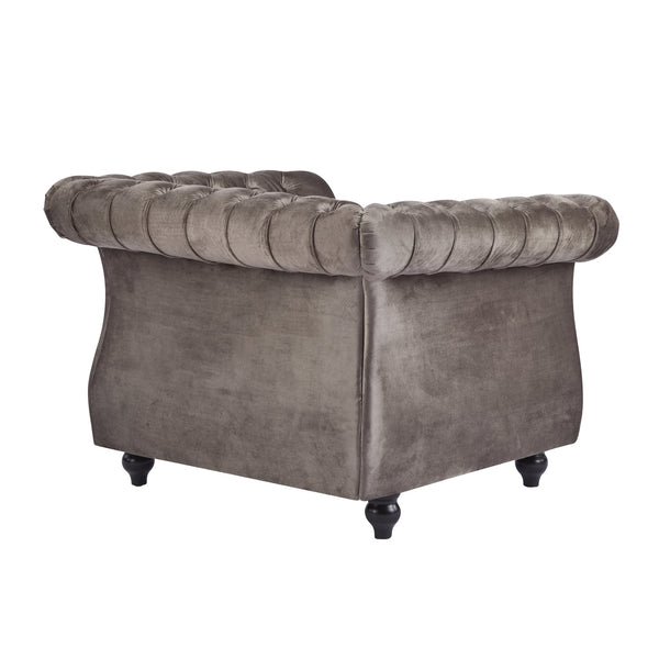 English Elm Christopher Knight Home® - Chesterfield Velvet Club Chair with Button-Tufted Diamond Stitch, Nailhead Trim, Solid Wood Frame N776P309421D