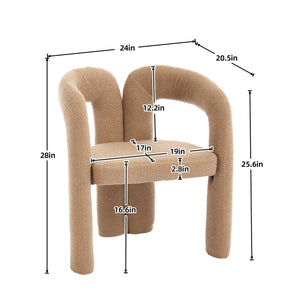 English Elm Contemporary Velvet Upholstered Barrel Accent Chair Set of 2 with Foam Seat, Steel Frame, Plush Upholstery Camel Teddy W395P224766