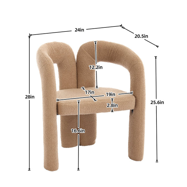 English Elm Contemporary Velvet Upholstered Barrel Accent Chair with Curved Support, Foam Seat, Steel Frame Finish Camel Teddy W395P224766