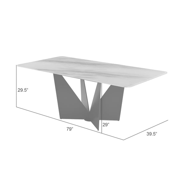 English Elm Olivia Glass Top Rectangular Dining Table with Flared Metal Legs Seats Six B2736S00028