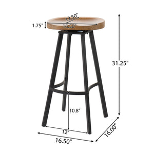English Elm Pinewood Swivel Barstools with Black Iron Frame Industrial Kitchen Set of 2 N771P379688K