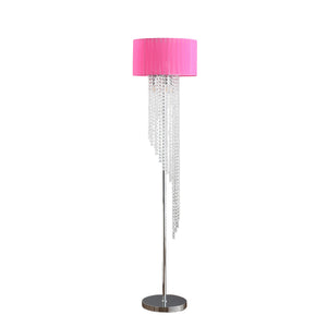English Elm 65.75"H Sheer White Drum Shade Floor Lamp with Cascade Crystal Raindrops, Chrome Metal Elegance for Living Room Multicolor B072P220161