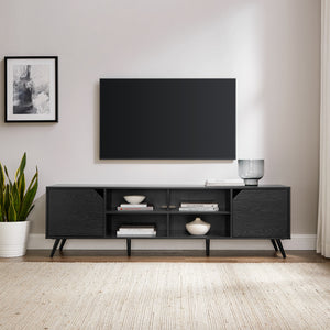 English Elm Walker Edison - Contemporary Minimalist 2-Door TV Stand for TVs up to 80" with Cord Management, Adjustable Shelves Black 82.63 L x 19.38 W x 4.88 H B185P169003
