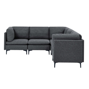 English Elm Linen Upholstered Modular Sectional Sofa with Tall Black Metal Legs for Living Room Dark Gray B2748S00112