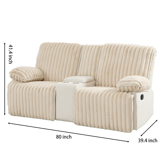 English Elm 2+3 Seat Corduroy Reclining Sofa Set Wall Hugger Design with Cup Holders Home Theater W3900S00011