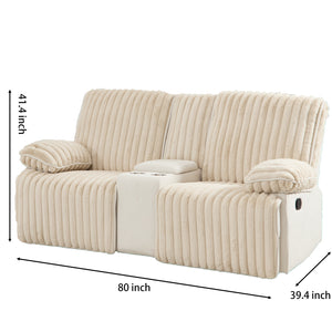 English Elm Manual Reclining Corduroy Loveseat Wall Hugger with Cup Holders for Home Theater W3900S00001
