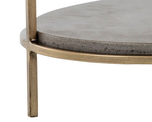 Sunpan Arya Oval Side Table - Antique Brass Iron Frame with Unique Concrete Top for Indoor & Outdoor Use
