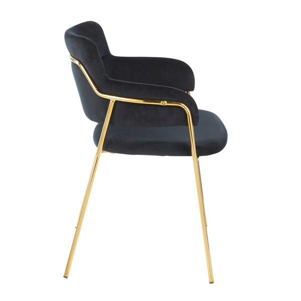 English Elm Contemporary Black Velvet Dining Chairs with Gold Metal Frames Padded Set of 2 B202P223616