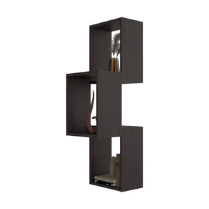 English Elm Wenge Wall-Mounted Geometric Shelf Unit — Modern Melamine Cube Display for Books, Plants & Décor, Rich Finish B062P380045