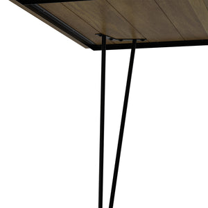 English Elm Hunter Modern Industrial Dining Table 66x40 in Solid Mango Wood Top with Black Hairpin Legs, Durable Finish Light Brown B136P203505