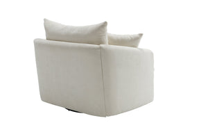 English Elm 360° 360 Swivel Oversized Chenille Armchair with Pocket Spring Seat and Three Throw Pillows Beige W1361S00074