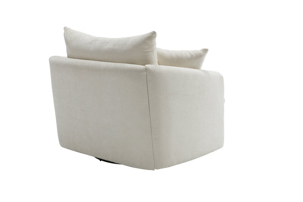 English Elm 360° 360 Swivel Oversized Chenille Armchair with Pocket Spring Seat and Three Throw Pillows Beige W1361S00074