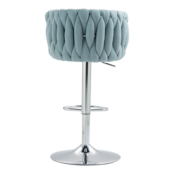 English Elm 360° Fabric Swivel Bar Stools Set of 2 with High Rebound Sponge Cushions, Adjustable Metal Legs, Modern Design Blue W2215P252782