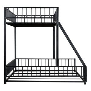English Elm Twin XL over Queen Metal Bunk Bed with Ladder and Guardrails, Space-Saving Sturdy Frame for Kids and Guests Black N709P277756B