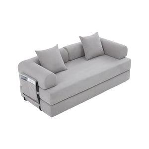 English Elm UNITED modular foldable sofa with metal frame, corduroy upholstery, side pocket & quick assembly convenience Light Gray W1568P374133