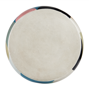 So Nouveau Accent Table - Hand-Painted Terracotta with Vibrant Colors, Bohemian Style, 17.5" Height