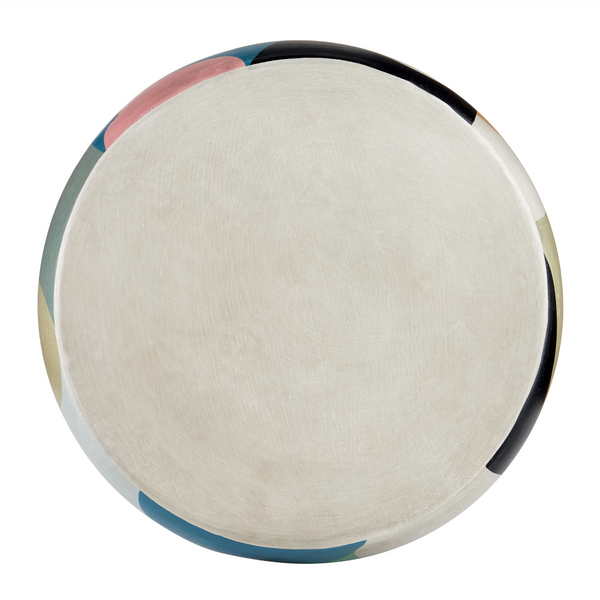 So Nouveau Accent Table - Hand-Painted Terracotta with Vibrant Colors, Bohemian Style, 17.5" Height