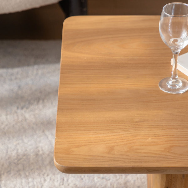 English Elm Vintage Retro Square Coffee Table Set with Wood Grain MDF Veneer & Fir Frame, Sturdy 110lb Capacity, Stylish Living Room Accent (Set of 2) Natural W757P235684