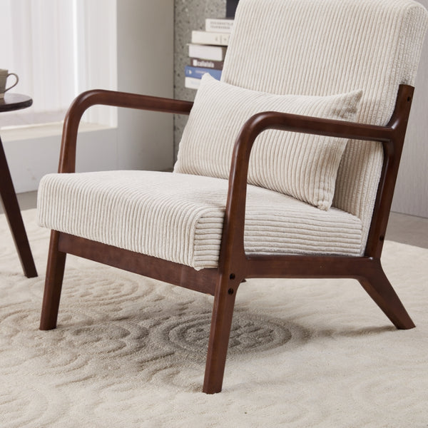 English Elm Mid-Century Modern Accent Chair & Coffee Table Set - Vintage Luxury For Stylish Living Spaces! W2989P362830