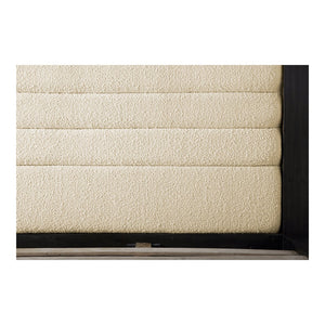 English Elm Ashcroft Channel Tufted Upholstered King Bed Tall Headboard Acacia Wood Accent Frame B2769S00016