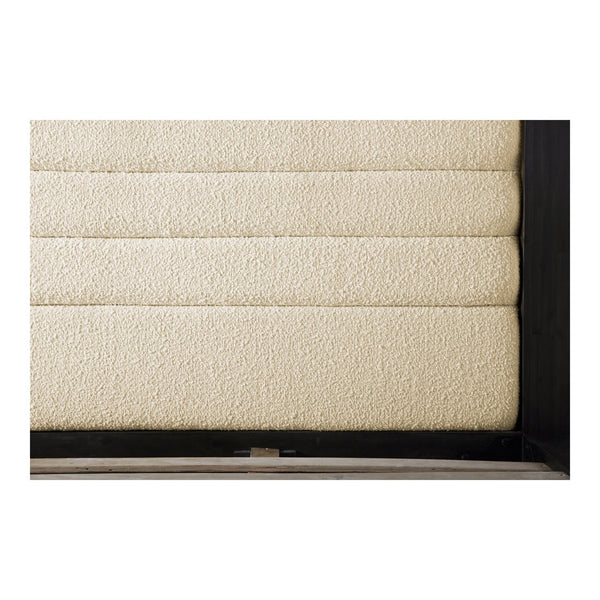 English Elm Ashcroft Channel Tufted Upholstered King Bed Tall Headboard Acacia Wood Accent Frame B2769S00016