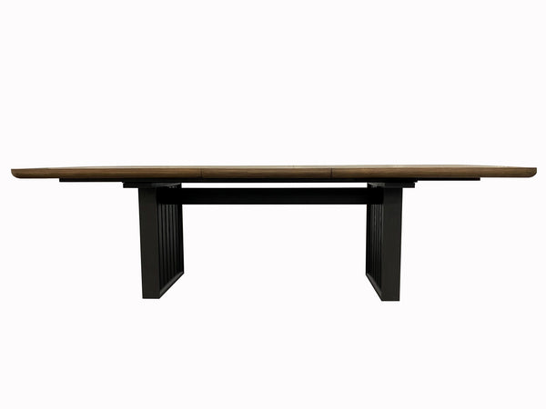 English Elm Double Double Pedestal Table Latte Finish with Leaf, 106.25" Extendable Solid Wood & Elm Veneer Elegance B2699P237501