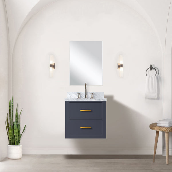 English Elm Blue Solid Wood Single Bath Vanity 20" W x 18" D with Acrylic Top, Soft-Close, Fully Assembled, Easy Install B2731P257893