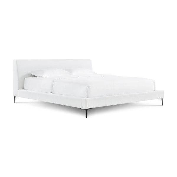 English Elm Brooke King Platform Bed Woven Upholstery Foam Padded Mid-century Matte Steel Legs B353S00011