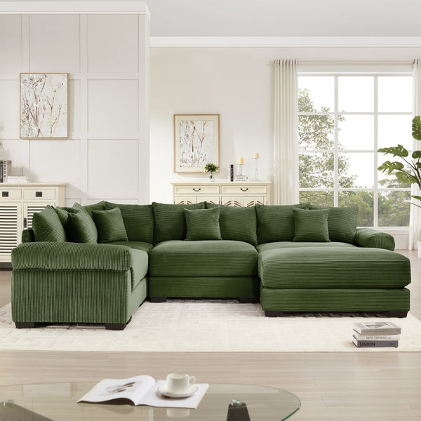 English Elm Oversized Modular Sectional Couch - Cloud-Like Comfort With Premium Corduroy & Ergonomic Design W714S01341-GIGA