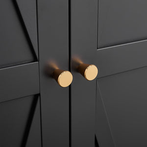 English Elm 2 Door Steel Pantry Cabinet Powder Coated Finish Gold Hardware Adjustable Shelves Tall Storage Black T3625P366653