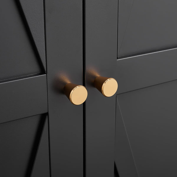English Elm 2 Door Steel Pantry Cabinet Powder Coated Finish Gold Hardware Adjustable Shelves Tall Storage Black T3625P366653