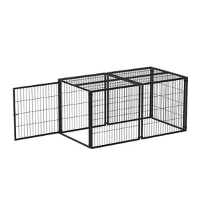 English Elm Large Iron Wire Dog Kennel with Top Cover Modular Indoor Pet Enclosure Matte Black W1820P456878