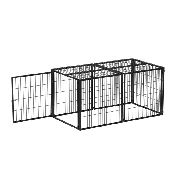 English Elm Large Iron Wire Dog Kennel with Top Cover Modular Indoor Pet Enclosure Matte Black W1820P456878