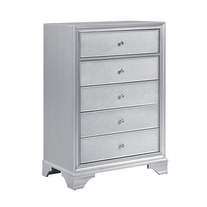 English Elm Silver Metallic Glam Tall Chest with Six Drawers Embossed Fronts Bedroom Storage B011P474230
