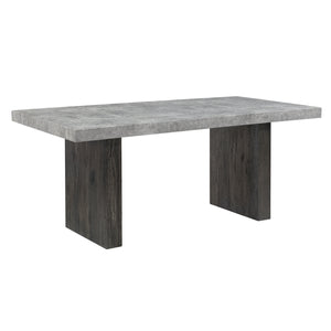 English Elm SUSAN Grey Dining Table with Faux Marble Top, Solid Wood & MDF Pedestal Base, Accented Legs, Modern Elegance B201S00329