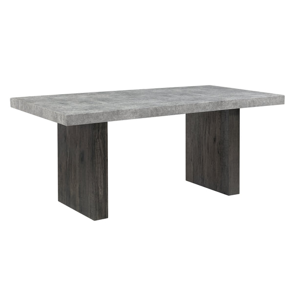 English Elm SUSAN Grey Dining Table with Faux Marble Top, Solid Wood & MDF Pedestal Base, Accented Legs, Modern Elegance B201S00329
