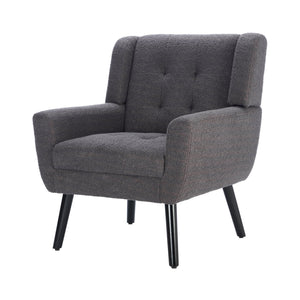 English Elm Modern Pu Leather Ergonomic Accent Chair with Padded Arms and Matte Black Legs Grey W676P172469