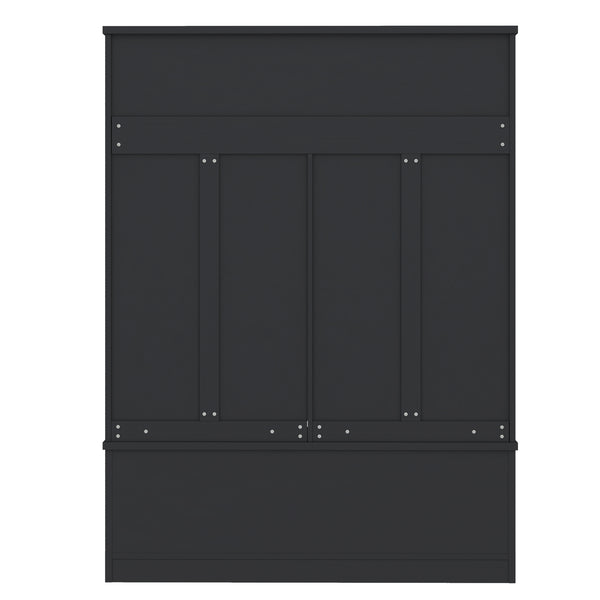 English Elm Modern Entryway Hall Tree with Six Hooks Bench Seat and Open Shoe Cubbies Black W1580S00618