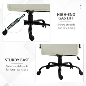 English Elm Vinsetto Big And Tall Office Chair - Ergonomic Executive Seat, Adjustable Height, Cream Linen Finish W2225P217954-GIGA