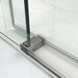English Elm 56" Frameless Sliding Shower Door Tempered Glass Matte Black Soft Close Modern Bath W1573104675