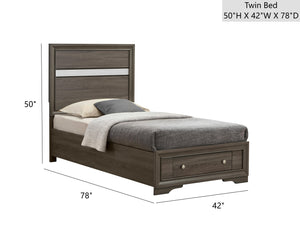 English Elm Madrid Twin Bed With Storage Drawers - Contemporary Gray Wood-Grain Design For Space-Saving Style B078S00622