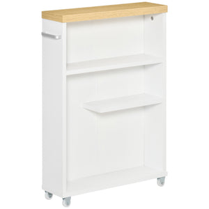 English Elm kleankin Slim Bathroom Cabinet on Wheels with 3 Shelves, Narrow Space Saver, Water-Resistant White, 26.5" H W2225P173988