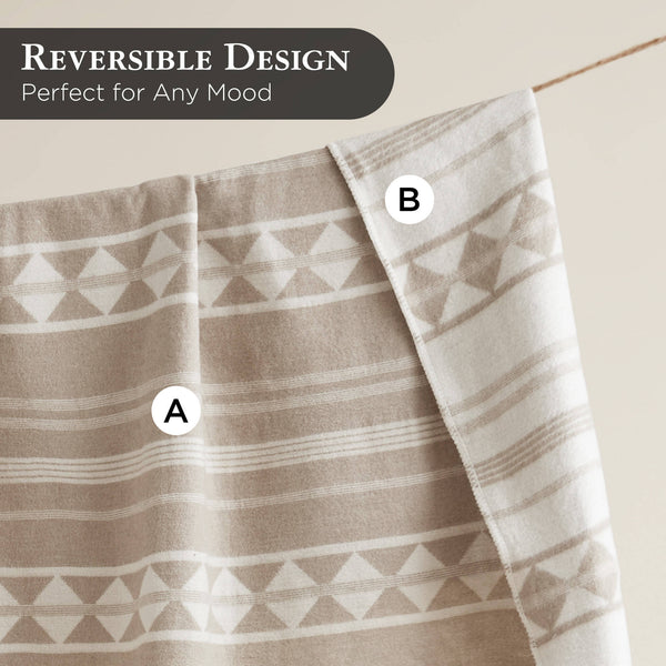 English Elm 1-piece King Jacquard Cotton Blend Blanket Aztec Woven Soft Breathable Bedroom Layer Ivory B035P437486