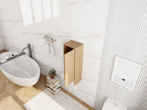 English Elm 12 Inch Wall Mounted Oak Storage Cabinet Soft Close Door for Bathroom or Study W1972P457945